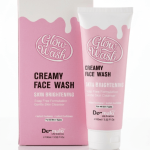 Glow Wash creamy skin brightening face wash tube and box by Aesthetic Heaven