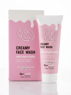 Glow Wash creamy skin brightening face wash tube and box by Aesthetic Heaven