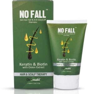 No Fall Anti Hair Fall & Anti Dandruff Shampoo box and tube – Keratin, Biotin & Onion Extract 100ml, Dermalo Life Sciences